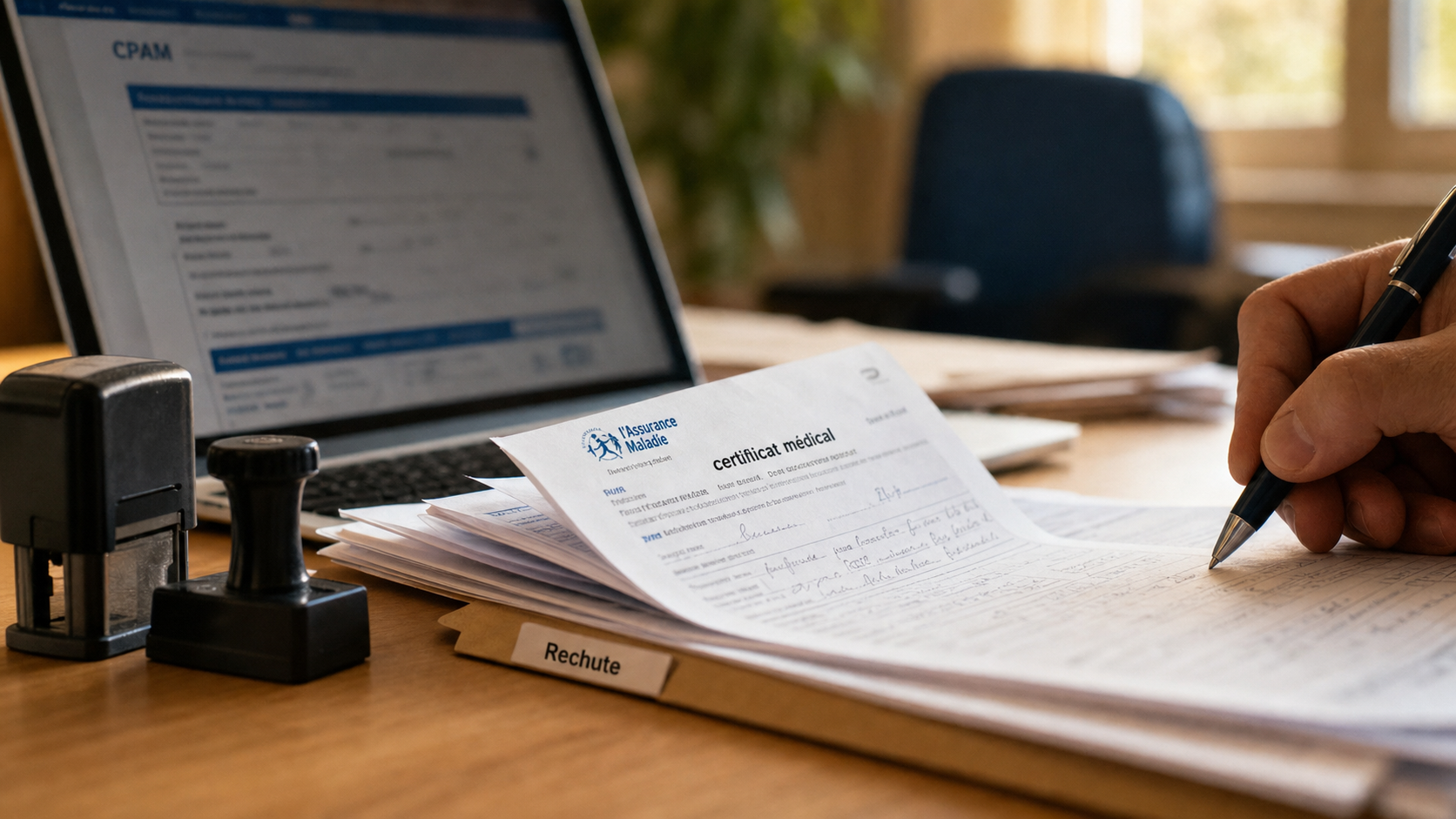 Calcul indemnité journalière rechute accident de travail : documents CPAM et formulaires