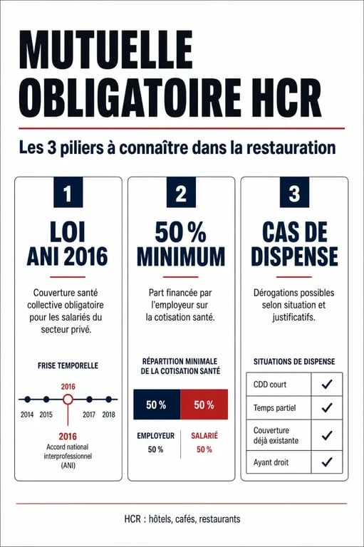 Infographie sur les obligations de la mutuelle santé dans la restauration HCR