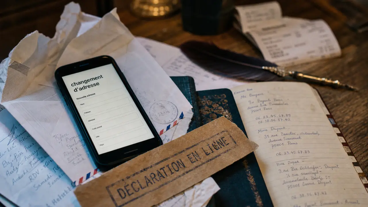 Changer d adresse en ligne : documents et formulaire sur table