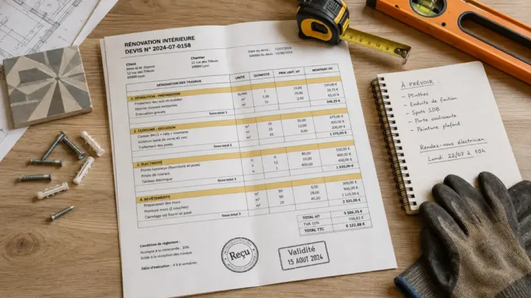 Devis rénovation maison sur table : estimation et postes de prix