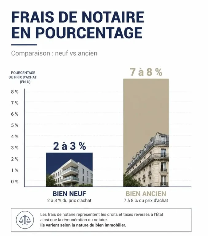 Comparaison des frais de notaire entre immobilier neuf et ancien