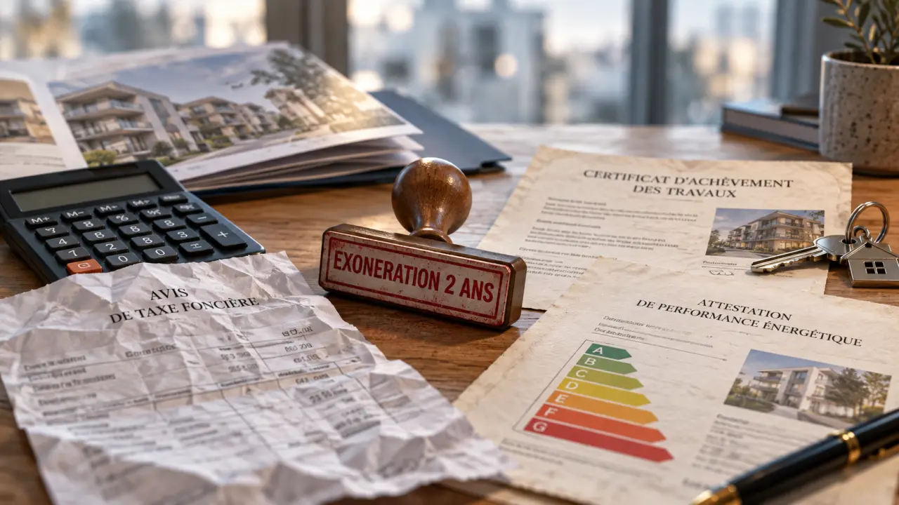 Exonération taxe foncière construction neuve 5 ans selon performance énergétique et commune