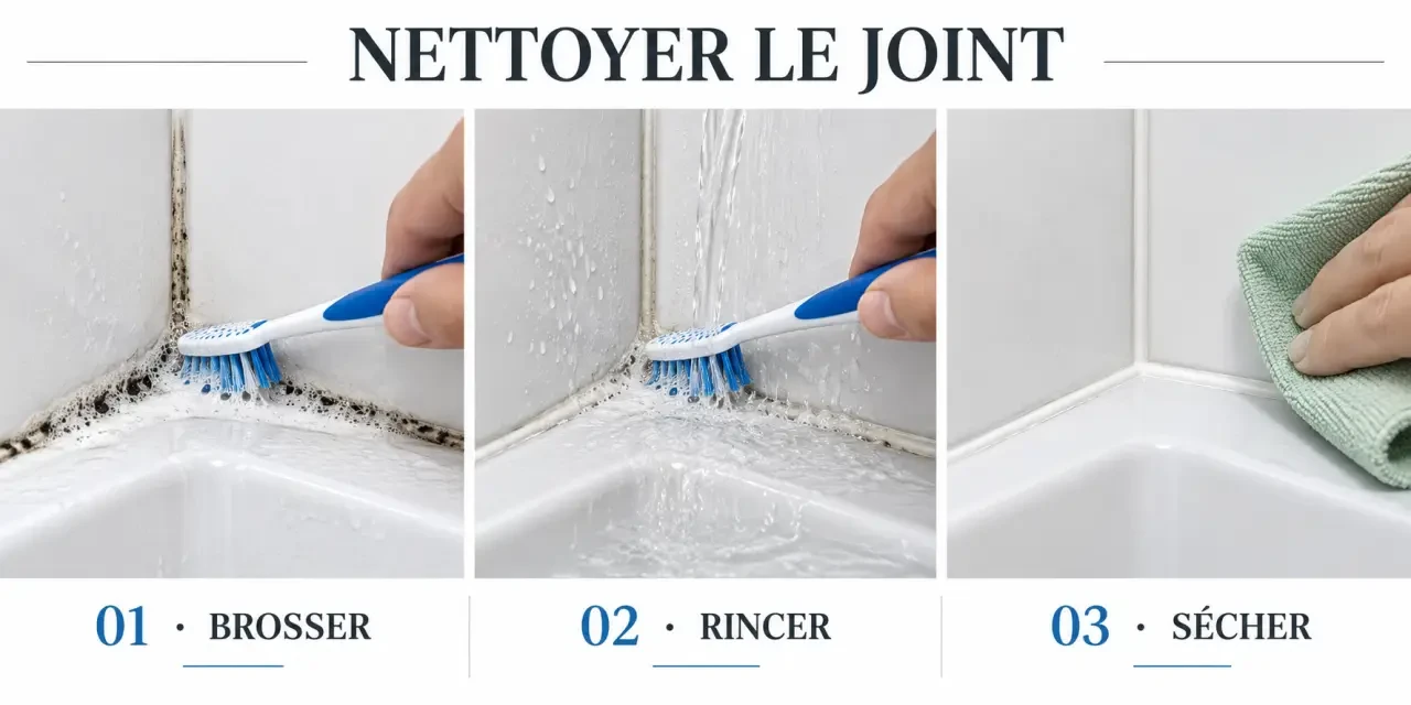 Comment nettoyer un joint de salle de bain noirci en trois étapes