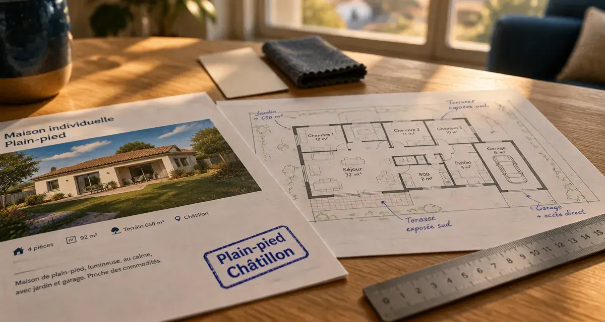 Maison à vendre à Châtillon-sur-Chalaronne - plain-pied, fiche annonce et plan maison
