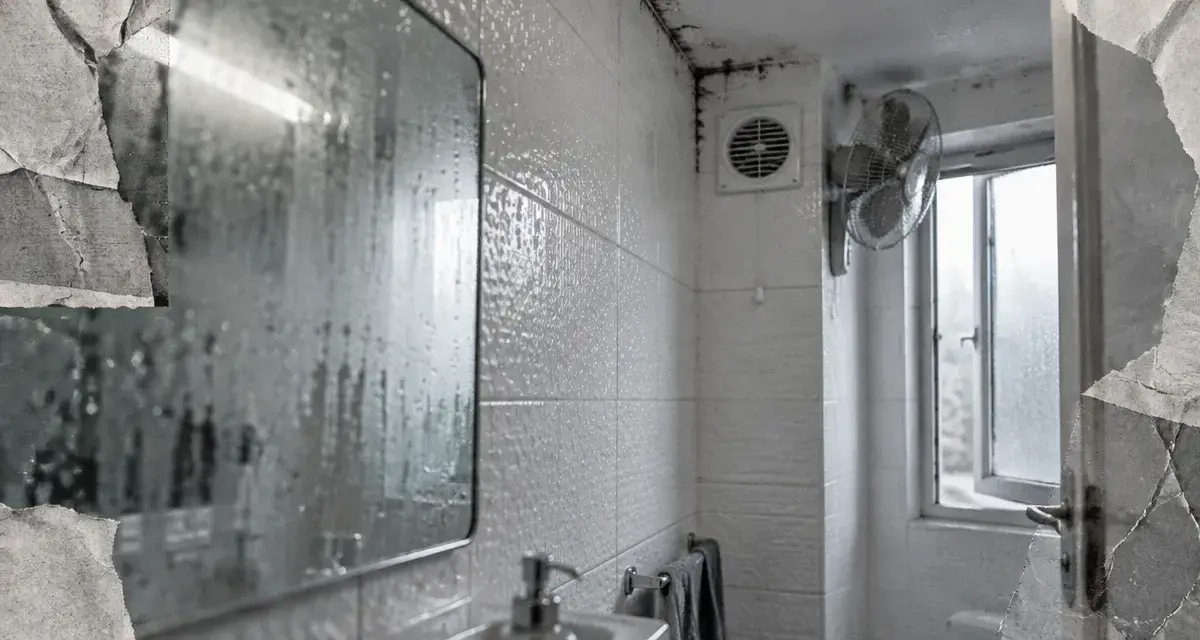 Ventilation dans une salle de bain : extraction vapeur près du mur